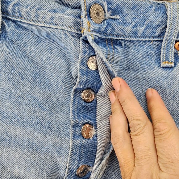 Levis Shorts Womens 34 501 Premium Big E Cotton Denim Button Fly Cutoff - Picture 3 of 16